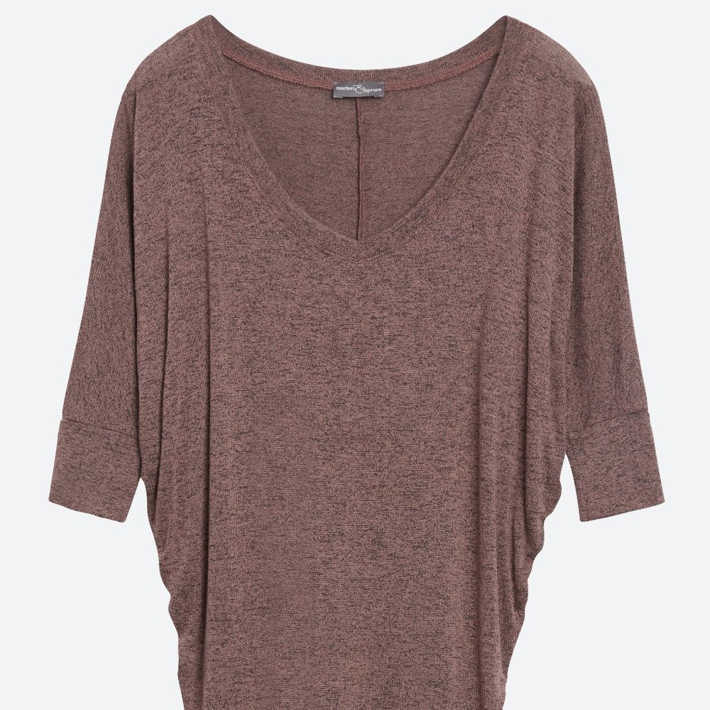 Aleah Heathered V-Neck Dolman Top